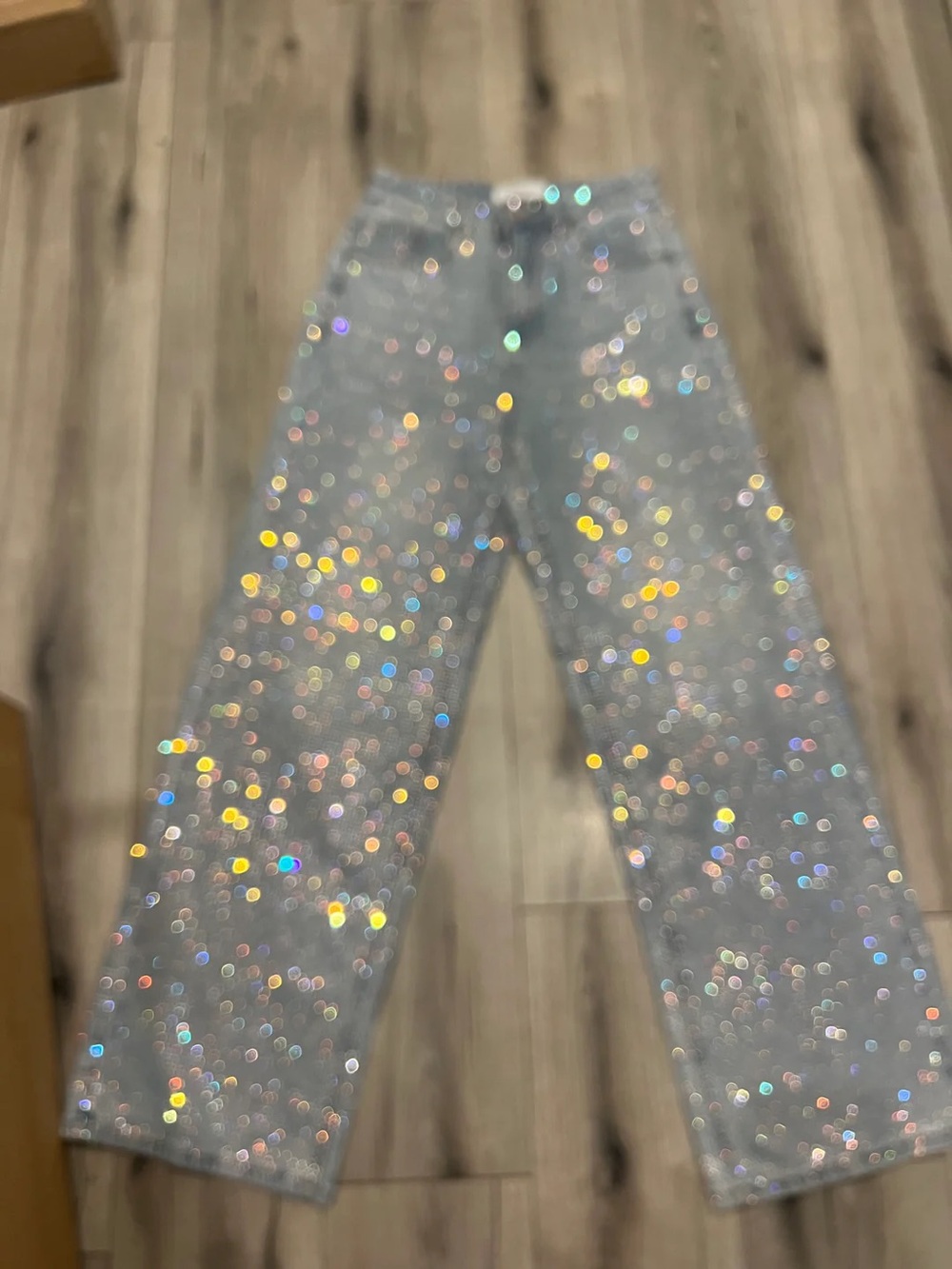 Glitter High-Rise Wide-Leg Jeans - Light Blue - Picture 2 of 2